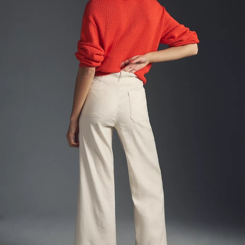 🤍Anthropologie The Colette Linen Blend Crop Wide-Leg Pants by Maeve Size 25 New